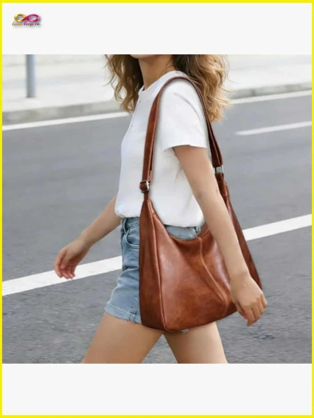 Vegan Leather Slouchy Hobo Bag Tote Crossbody Shoulder Purse Foldable Ladies